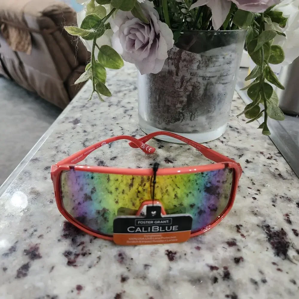 NWT Foster Grant CaliBlue Sunglasses Neon Orange 100% UVA-UVB Scratch Resistant